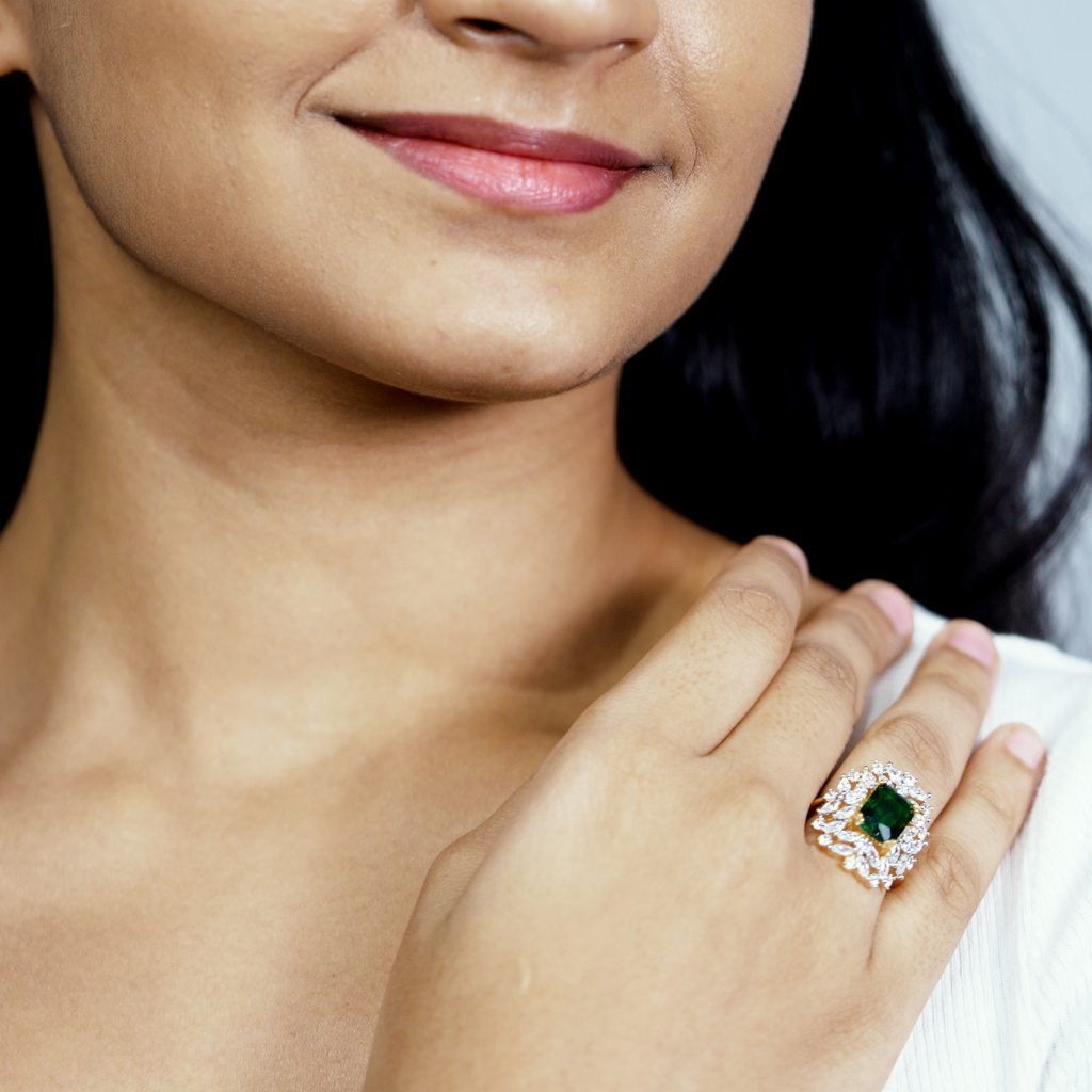 Emerald Cluster Halo Ring