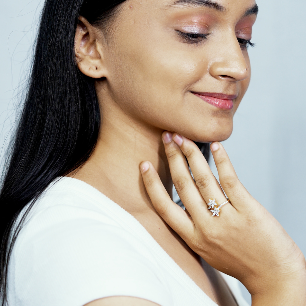 Gold-Plated Double Flower Ring