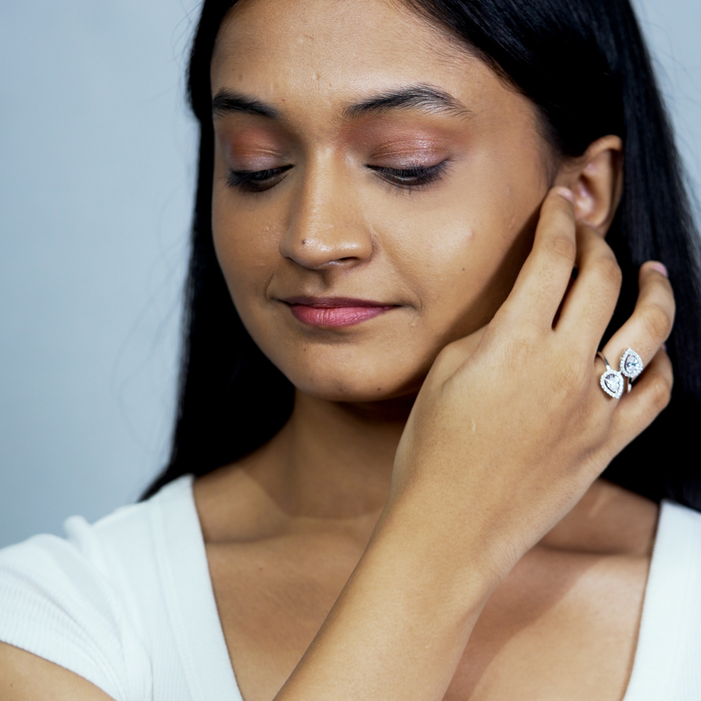 Double Pear Halo Ring