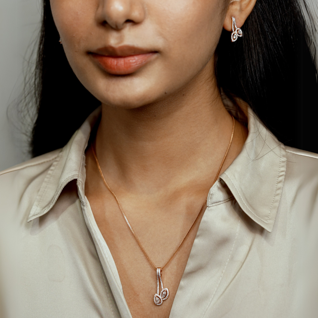 Marquise Blossom Pendant Set