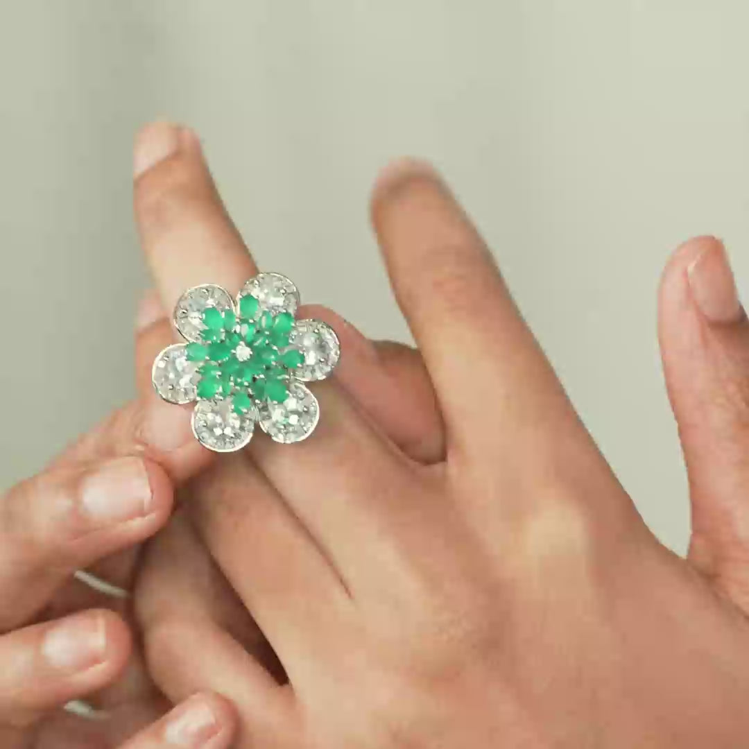 Emerald Cluster Flower Ring