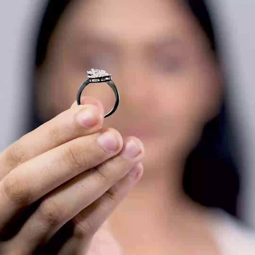 Double Pear Halo Ring