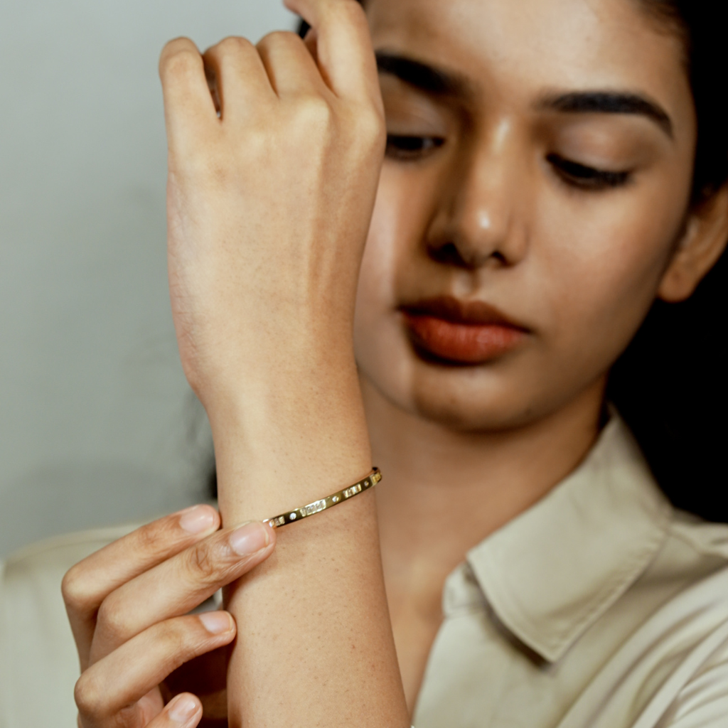 Two-Tone Engraved Bangle