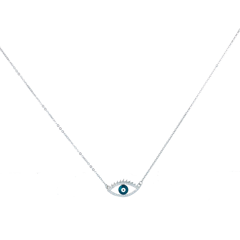 Minimal Silver Evil-Eye Necklace