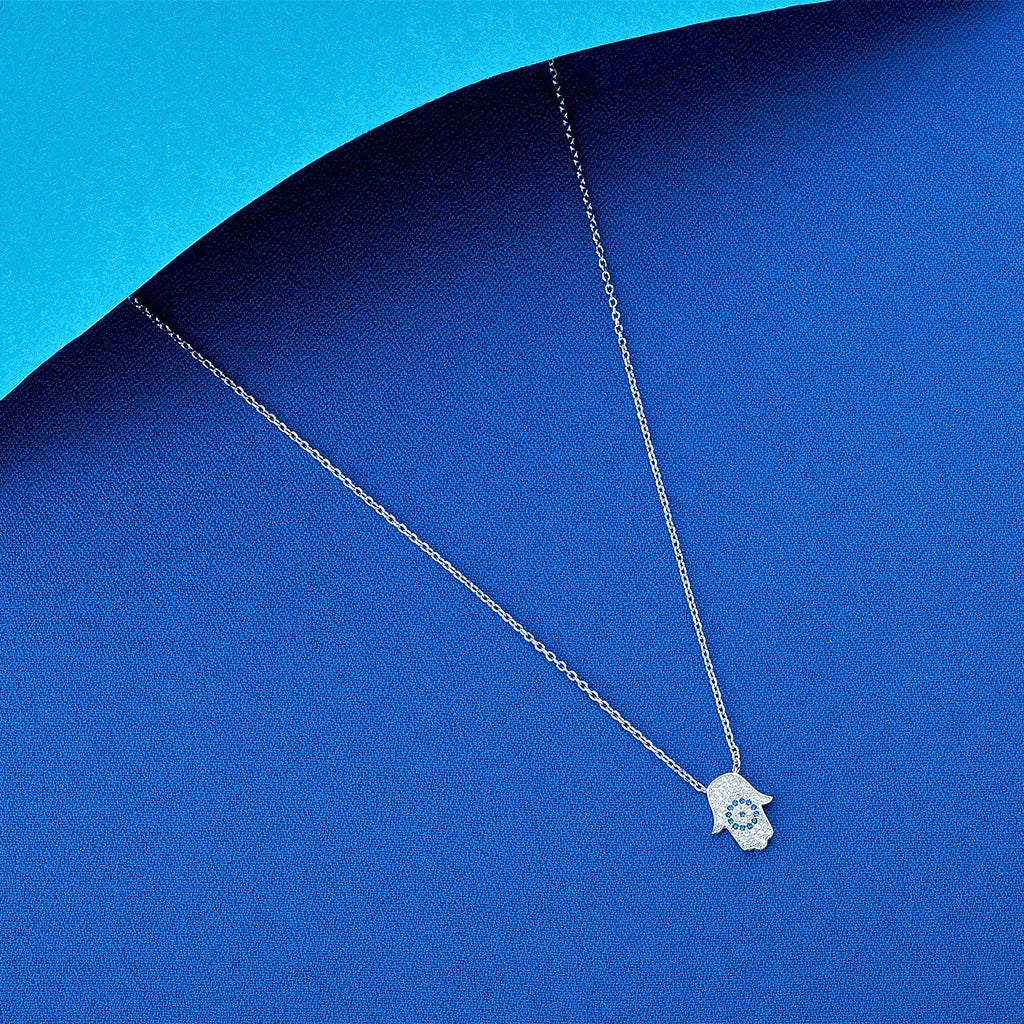 Hamsa Charm Zirconia Necklace