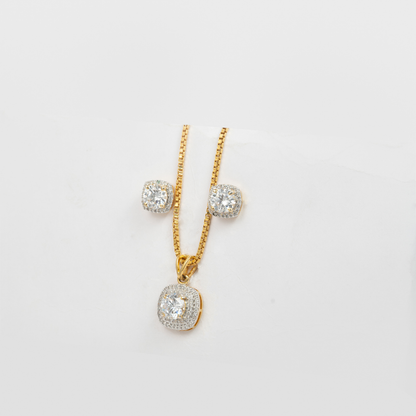 Classic Halo Pendant Necklace Set