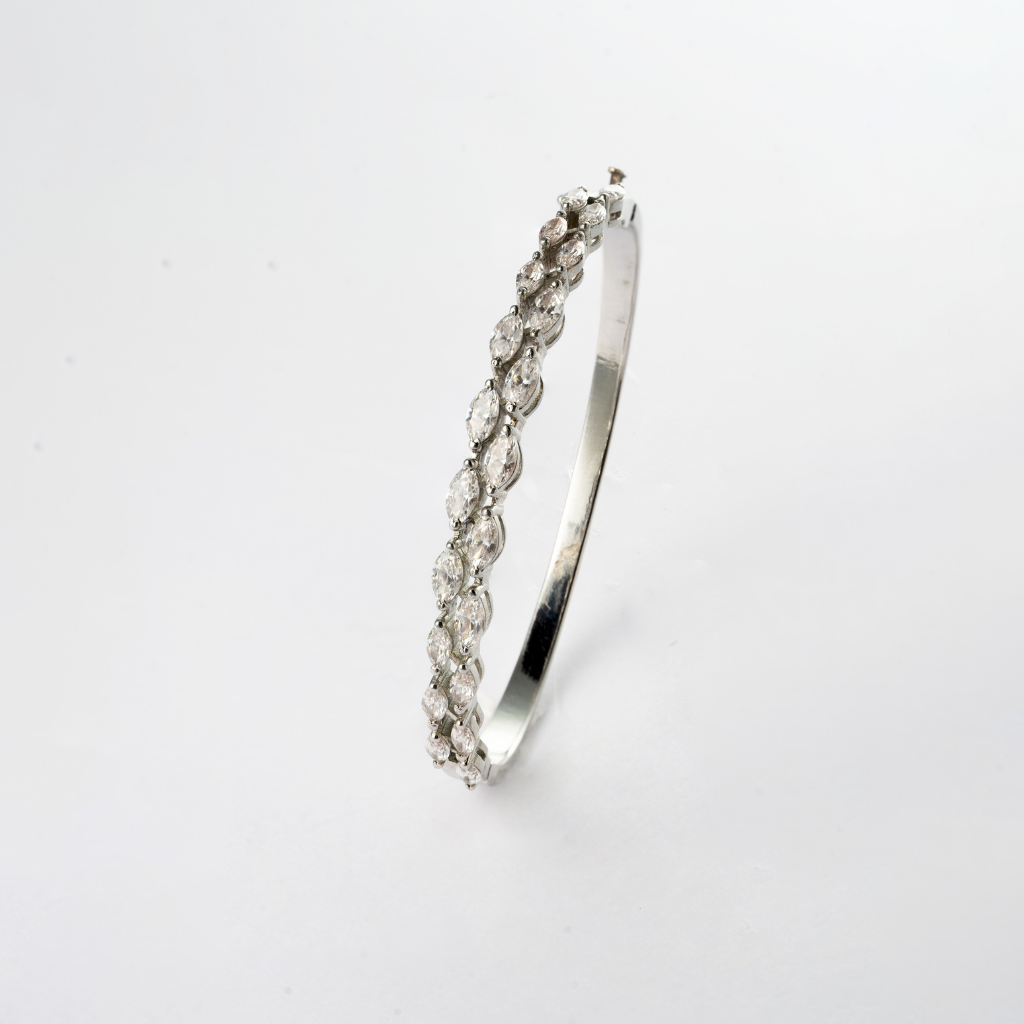 Wavy Marquise-Cut Diamond Bangle