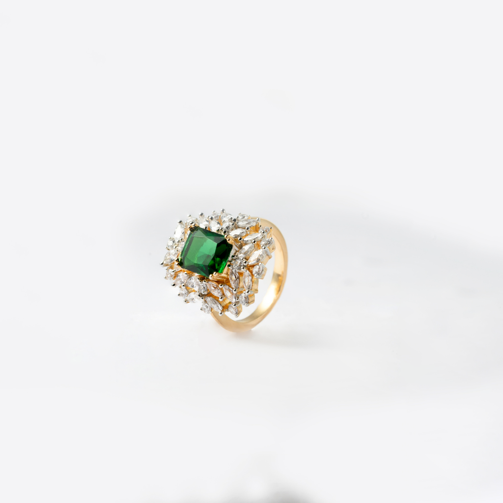 Emerald Cluster Halo Ring