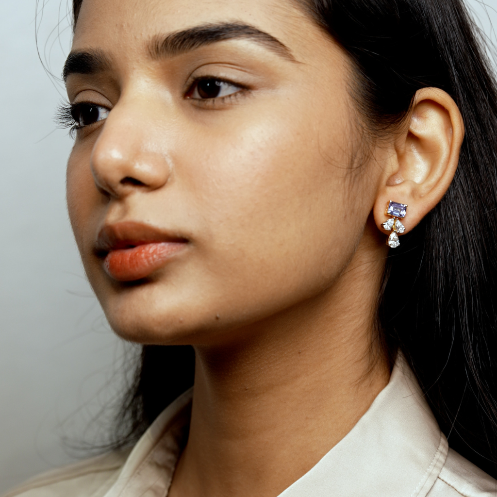 Purple Cascade Drop Earrings