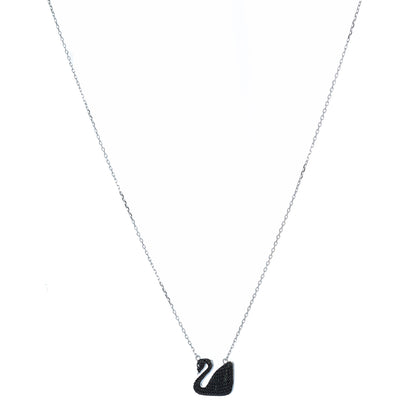 Black Swan Necklace with Silver Chain