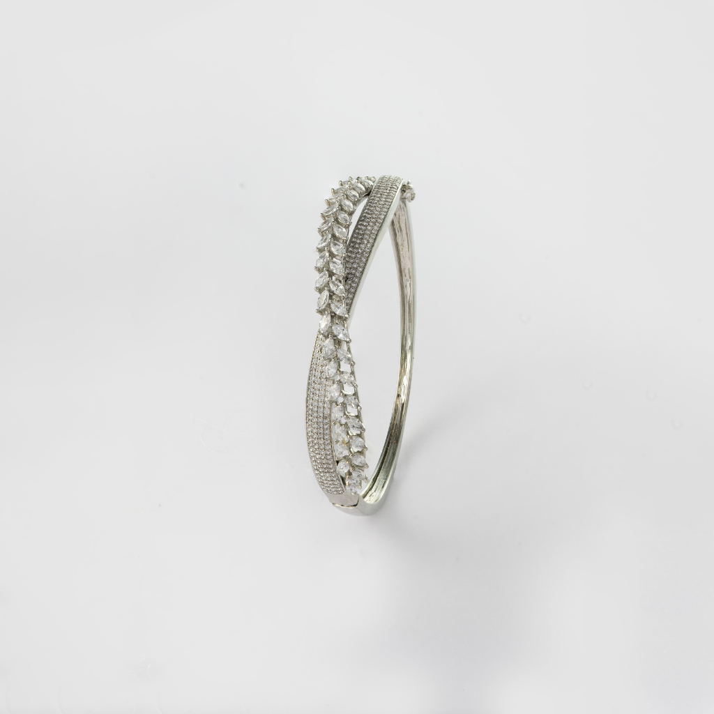 Cross-Over Design Silver Bangle