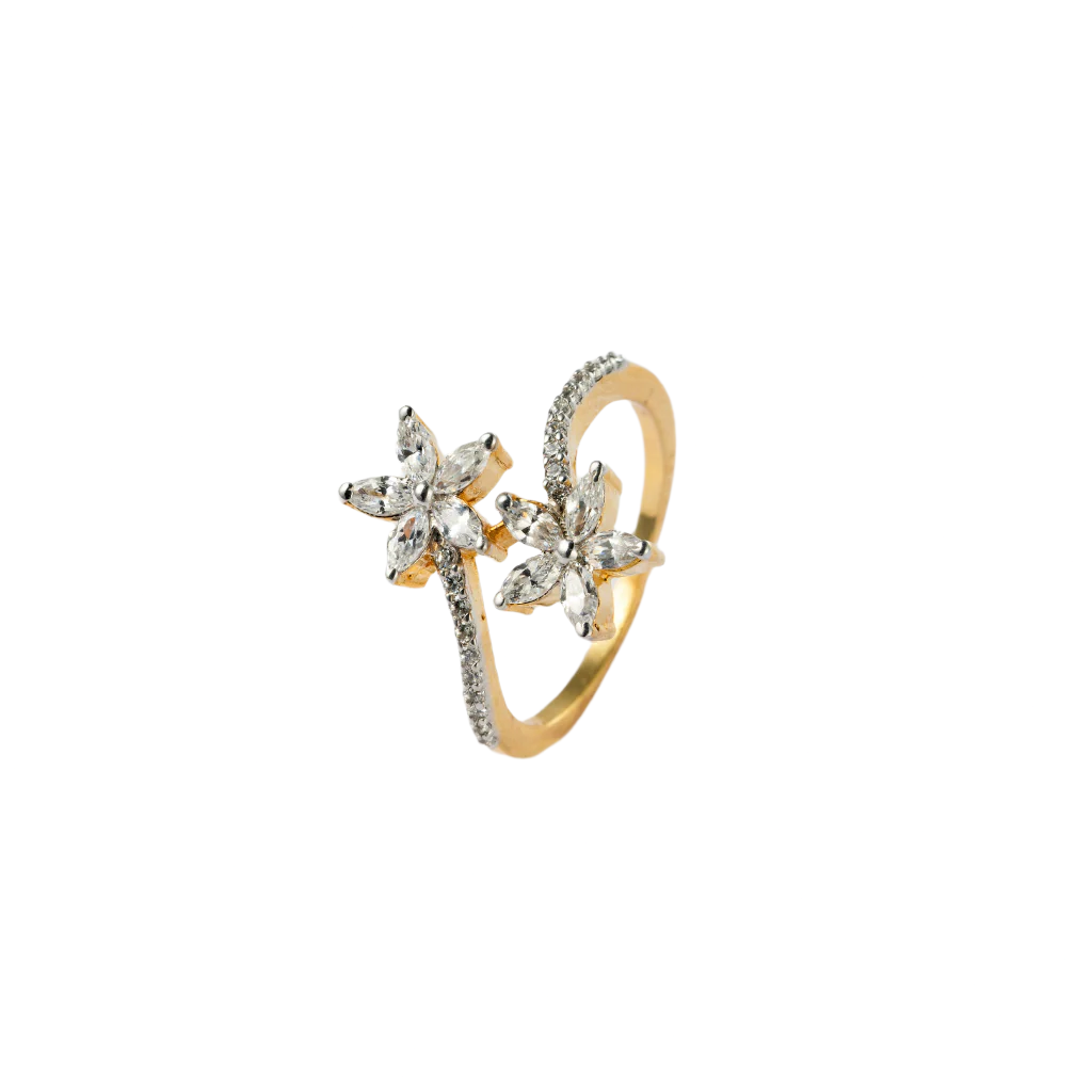 Gold-Plated Double Flower Ring