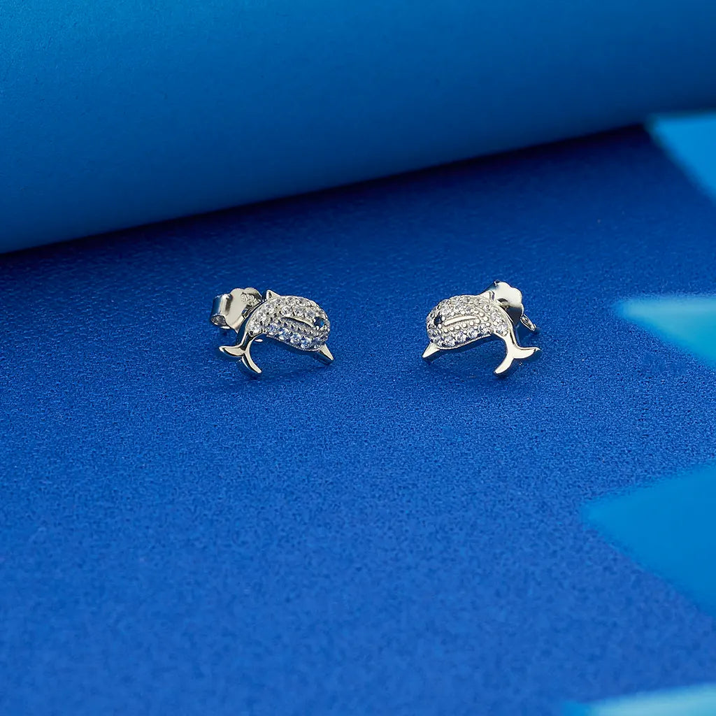 Minimal Dolphin Charm Ear Studs