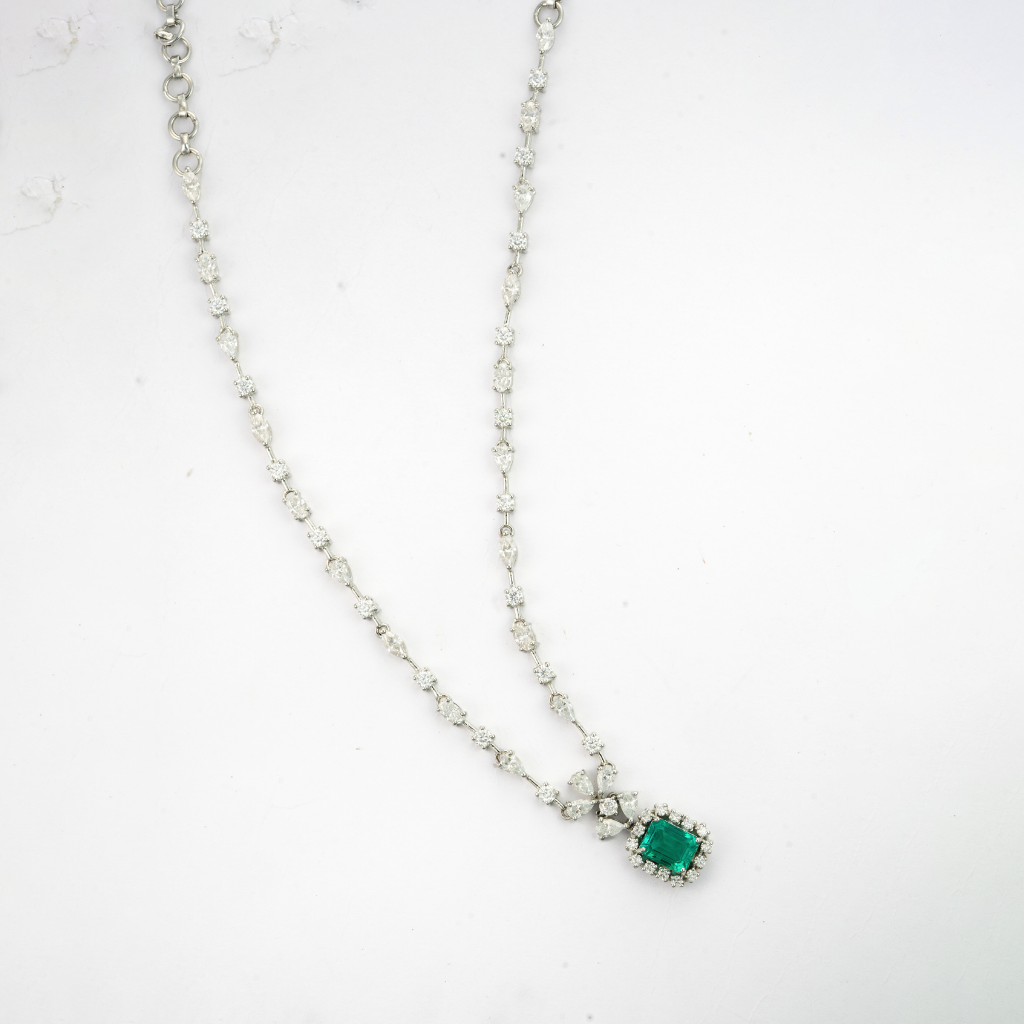 Regal Emerald Floral Necklace