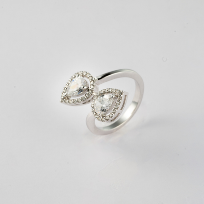 Double Pear Halo Ring